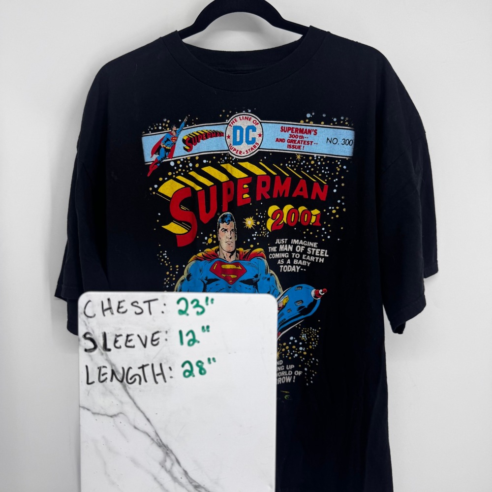 DC Comics Superman T-Shirt Mens XXL Black Graphic Tee 300th Issue Comic Cover - Picture 7 of 7